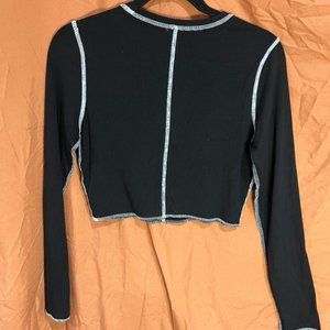 Garage Contrast Seam Ribbed Crop Long Sleeve